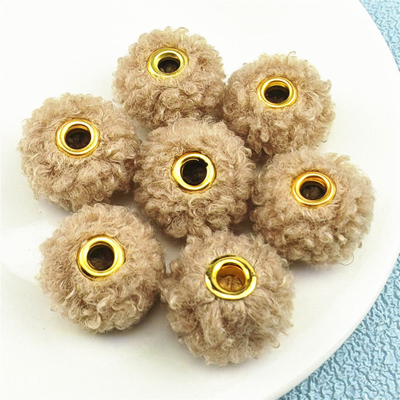 Wholesale 10PCS Straight Hole Teddy Fur Ball Beads Loose Beads Fabric Accessories